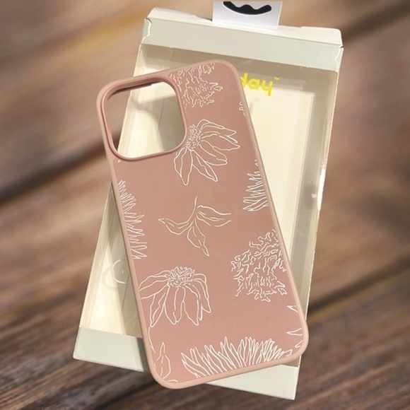 Heyday Blush Pink & Silver Metallic Floral iPhone 12ProMax Antimicrobial Case - Picture 2 of 7